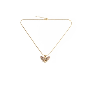 Elegant gold necklace with colorful gemstone butterfly pendant and adjustable lobster clasp