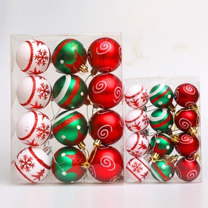 Shatterproof Christmas ball ornaments set with glitter patterns and gold hanging strings