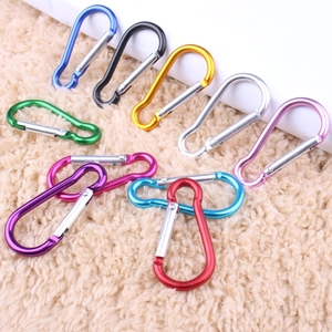 Detailed group view of colorful D-ring aluminum carabiners in nine assorted vibrant finishes