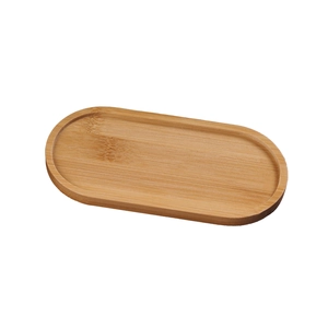 Oval natural bamboo tray with wood grain texture on white background for DIY projects