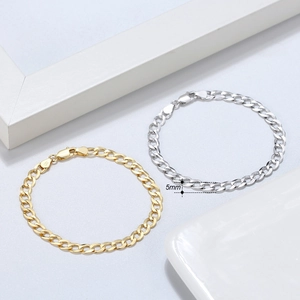 Minimalistische 5mm S925 Sterlingsilber Panzerketten Armbänder in Gold und Silber