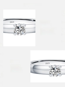 Detailed macro view of S925 sterling silver ring band with D VVS1 Moissanite stone