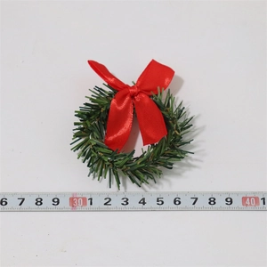 Mini-Weihnachtskranz aus Tannennadeln mit roter Schleife, 8-9cm Dekokranz für Advent