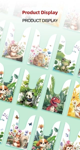 Detail display of cartoon animal pastry bags with cute bear and panda illustrations