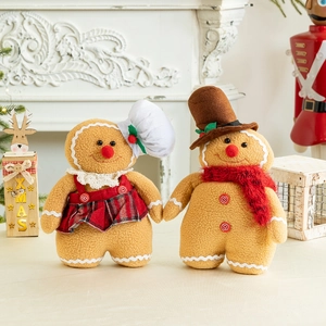Christmas Gingerbread Man Plush Dolls Cute Gnome Desktop Ornaments Polar Fleece Holiday Decor For Home Xmas Gift
