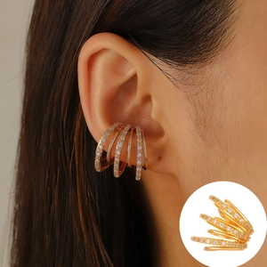 Luxury Copper Zirconia Multi-layer Ear Cuff For Women Geometric Non Pierced Spiral Ear Clip Fashion Jewelry Gift