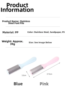 Detailed dimensions of double-sided stainless steel callus remover with PP handle