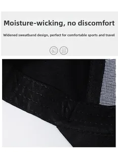 Close-up of the widened sweatband and breathable mesh lining of the black baseball cap