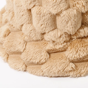 Solid color plush bucket hat with honeycomb texture for winter warmth and comfort