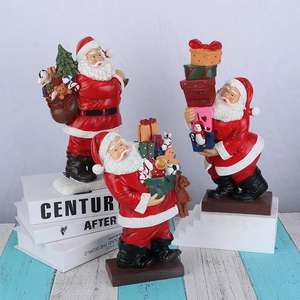 Resin Santa Claus Figurines Christmas Ornaments For Festive Tabletop Decoration Traditional Holiday Home Desktop Statues