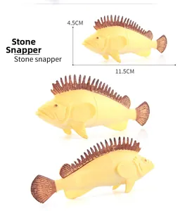 Detailed stone snapper fish model toy showing 11.5cm length and 4.5cm height dimensions