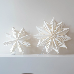 3D white hollow paper star ornaments for Nordic Christmas tree and window decorations