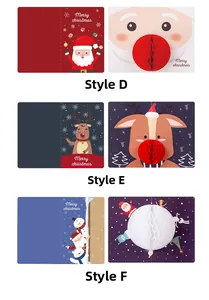 Detailed 3D Christmas cards with pop-up honeycomb paper designs of Santa and Reindeer