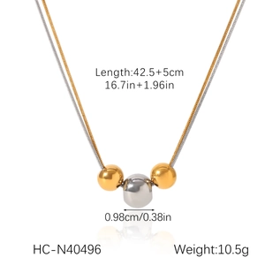 Detailed view of dual-tone snake chain necklace with size specs and weight info