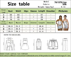 Size chart for reflective ruched tube top with detailed measurements in cm and inches