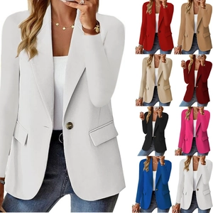 Dames casual blazer lange mouwen effen kleur met enkele knoopsluiting en klepzakken