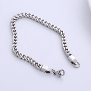 Classic 5mm polished stainless steel silver franco chain bracelet with lobster clasp closure