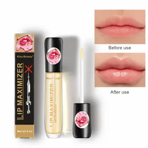 Gloss volumizzante labbra con confronto effetto prima e dopo e confezione da 5ml