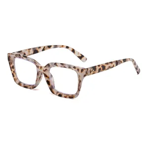 Square tortoiseshell blue light blocking reading glasses with metal rivet detail
