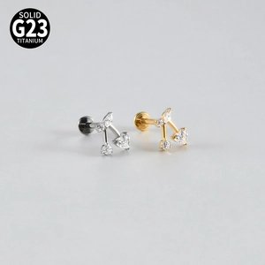 G23 Lega di Titanio Ciliegia Anello Labbra Cuore Marquise Tondo Zirconia Filettatura Interna Orecchino Piercing Gioielli