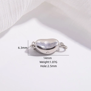 Vue détaillée du fermoir coeur en argent S925 pour bijoux avec dimensions et poids de 14mm