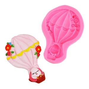 Heißluftballon Silikonform mit detailliertem rosa Harzcharakter und Blumenmustern