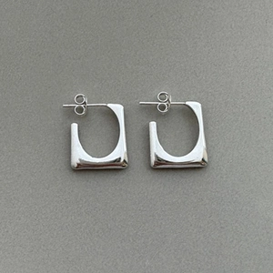 925 Sterling Silver Geometric Square Stud Earrings High Polish Simple Korean Style Earrings For Women Jewelry Gift