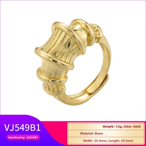 Detailed macro view of gold plated brass teardrop ring showing dimensions and weight