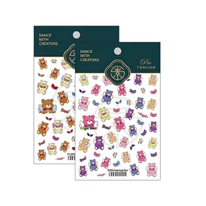 Cute cartoon angel bear nail art stickers with butterfly and musical note patterns