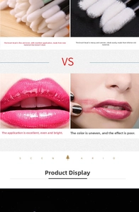 Comparison showing uniform makeup application of high-quality fiber disposable lip brushes