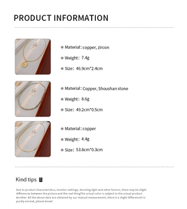 Infographic showing copper zircon and Shoushan stone necklace specs and dimensions