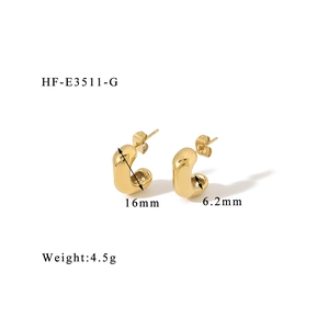 Detailed size specifications for 18K gold plated stainless steel chunky hoop earrings