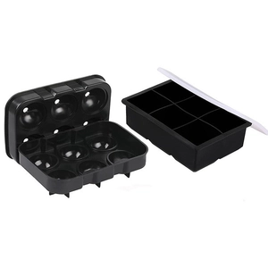 Silicone Ice Cube Trays Set 6 Ball Spheres And 6 Square Molds With Lid And Funnel For Whiskey Cocktails Kitchen Bar