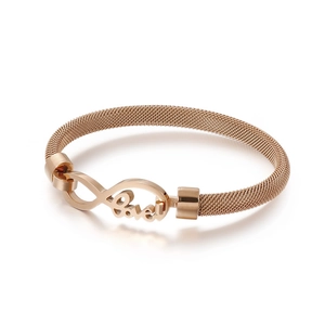 Bracelet en maille or rose avec symbole Love infini et finition métallique polie