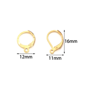 Gold plated stainless steel earring hooks in 11mm and 12mm width for DIY jewelry making