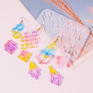 DIY geometric earrings silicone mold for resin casting featuring multi-shape pendant designs