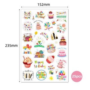 25pcs Laser Happy Birthday Stickers Sheet with Colorful Designs for Party and Gifts