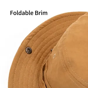 Men's cotton safari sun hat with adjustable snap brim and breathable fabric for hiking