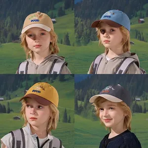 Kids Baseball Cap Nylon Quick Dry Color Blocked Sun Protection Outdoor Cartoon Embroidered Adjustable Hat Boys Girls