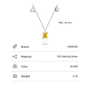 S925 Sterling Silver Leo Zodiac Necklace with Yellow Zircon Pendant for Women