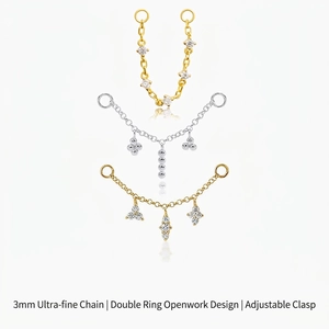 Minimalist 925 Sterling Silver Earring Post With Zirconia Gold Plated Chain Drop Link Dangle Jewelry For Women