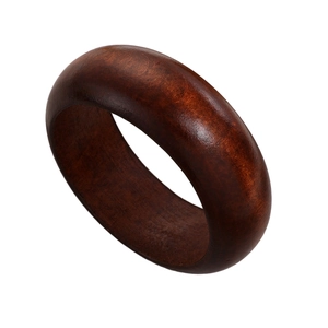 Minimalist dark brown sandalwood bangle with natural wood grain on a clean white background