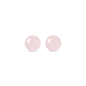 Elegant round pink aventurine stud earrings with S925 silver needles on white background