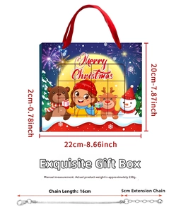 Christmas jewelry gift box with dimensions 22x20x2cm and a 16cm silver snake chain bracelet