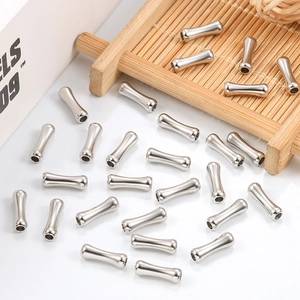 Curved silver stainless steel bamboo tube beads for DIY necklace and bracelet jewelry making