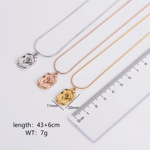 Tulip Flower Relief Pendant Necklace Stainless Steel Irregular Vintage Retro Snake Chain For Women Jewelry Gift