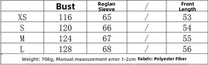Size chart for French metallic bomber jacket listing measurements in XS to L sizes