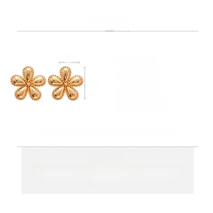 Détails des boucles d'oreilles fleur dorée 6cm en fer avec tiges en argent pur