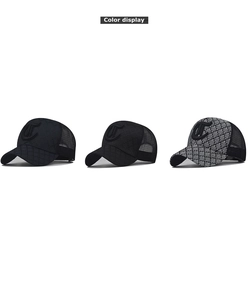Three outdoor baseball caps with embroidered C logo and breathable mesh in various colors