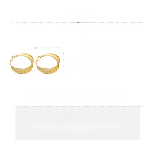 Detailed size chart and specifications for golden metallic geometric hoop earrings